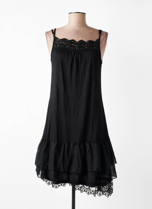 Rochie scurtă croială evazată bretele subțiri negru JIMIKA femme