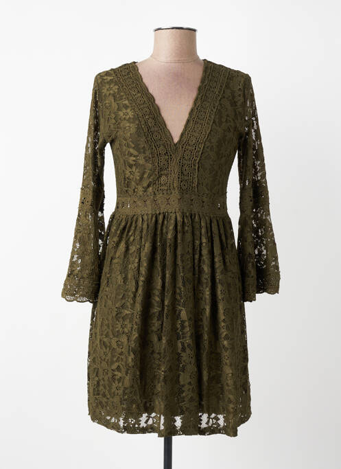 Rochie scurtă croială evazată mâneci lungi verde AISABELLE femme