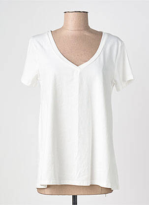 Tricou croială dreaptă mâneci scurte alb VINTAGE DRESSING femme