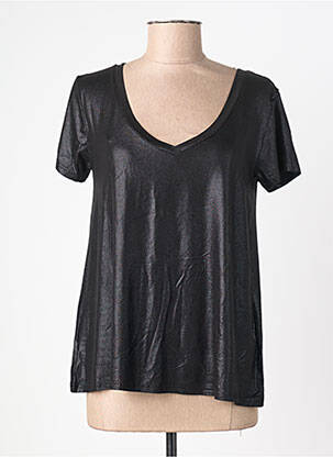 Tricou croială dreaptă mâneci scurte negru VINTAGE DRESSING femeie