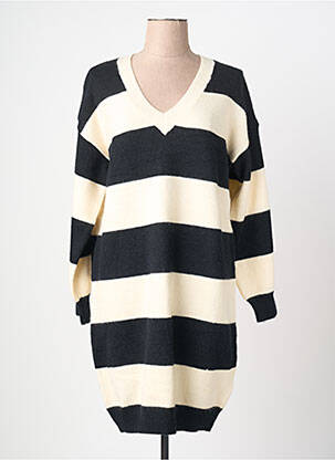 Rochie pulover guler în v mâneci lungi negru STUDIO 21 femme