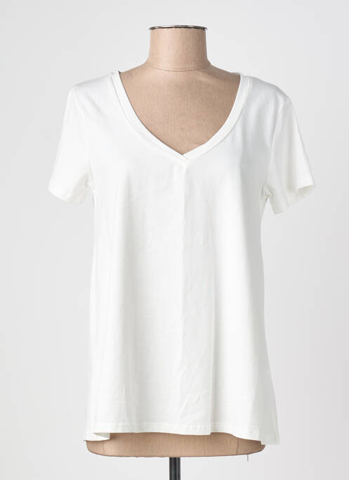 Tricou croială dreaptă mâneci scurte alb VINTAGE DRESSING femme