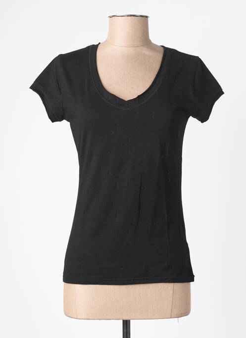 Tricou guler în v mâneci scurte negru IVIVI femme