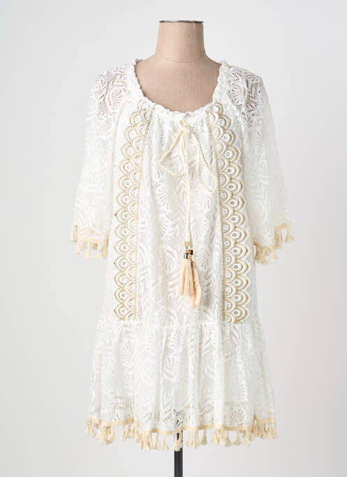 Rochie midi mâneci 3/4 mâneci 3/4 alb OPL femme