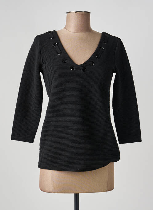Pulover croială cambrată mâneci lungi negru PHILDAR femme