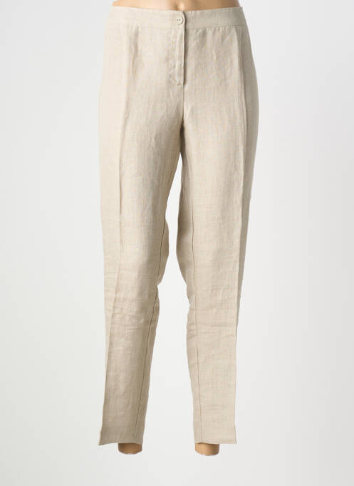 Pantalon drept închidere cu fermoar sub clapetă cu nasturi mărime normală bej MARINA RINALDI femme