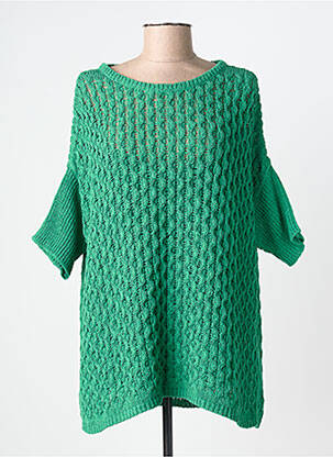 Pulover guler rotund mâneci scurte verde MARINA RINALDI femeie
