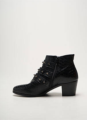 Botine/ghete țesătură satinată toc de 4 la 6 cm negru REQINS femeie