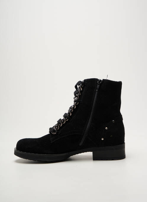 Botine/ghete închidere cu fermoar și șireturi toc plat până la 3 cm negru REQINS femme