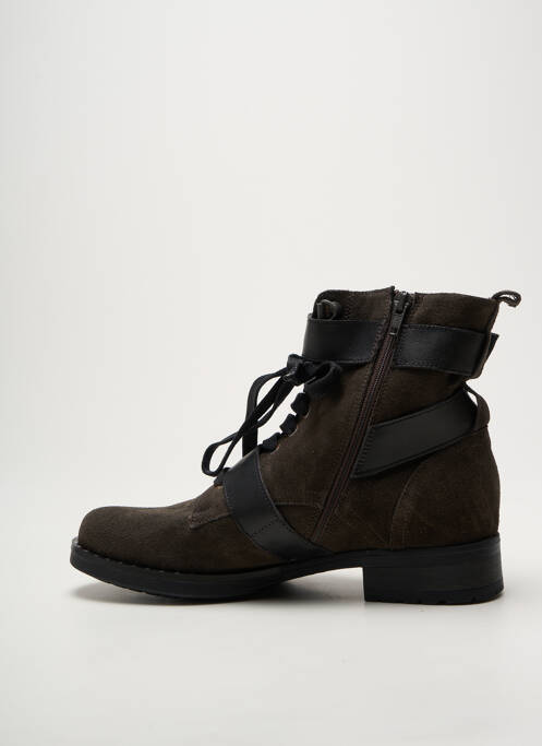 Botine/ghete închidere cu fermoar și șireturi toc plat până la 3 cm gri REQINS femme