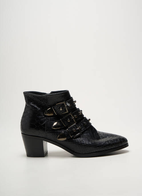 Botine/ghete țesătură satinată toc de 4 la 6 cm negru REQINS femme