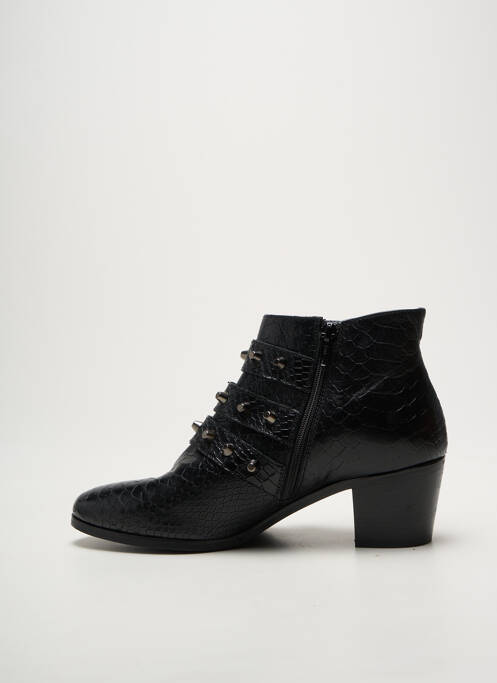 Botine/ghete țesătură satinată toc de 4 la 6 cm negru REQINS femme