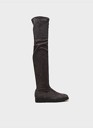 Cizme peste genunchi vârf rotund toc plat până la 3 cm gri REQINS femme