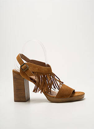 Sandale/pantofi decupați toc pătrat toc înalt de 10cm și mai mult maro REQINS femme