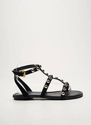 Sandale/pantofi decupați țesătură satinată toc plat până la 3 cm negru REQINS femme