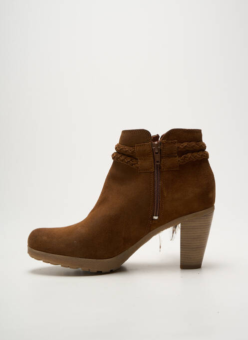 Botine/ghete toc pătrat toc de 7 la 9 cm maro REQINS femme