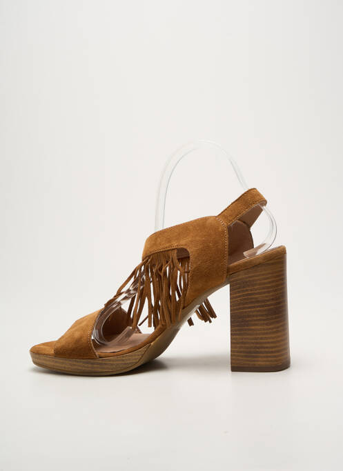 Sandale/pantofi decupați toc pătrat toc înalt de 10cm și mai mult maro REQINS femme