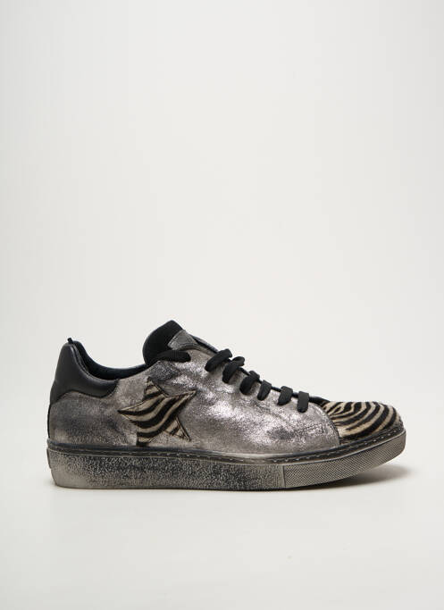 Adidași vârf rotund toc plat până la 3 cm argintiu REQINS femme