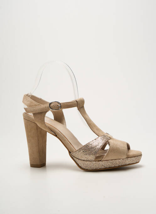 Sandale/pantofi decupați țesătură satinată toc înalt de 10cm și mai mult auriu REQINS femme