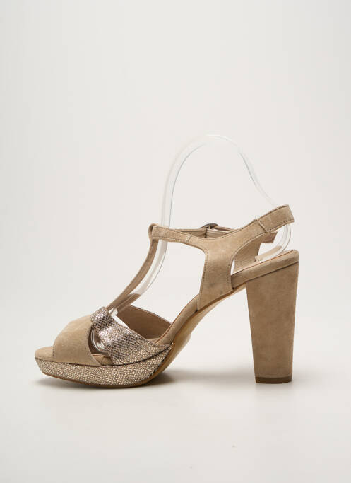 Sandale/pantofi decupați țesătură satinată toc înalt de 10cm și mai mult auriu REQINS femme