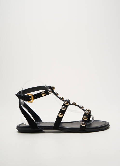 Sandale/pantofi decupați țesătură satinată toc plat până la 3 cm negru REQINS femme