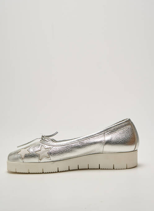 Balerine țesătură satinată toc plat până la 3 cm argintiu REQINS femme