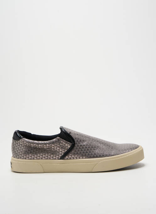Slip-on-uri imprimare toc plat până la 3 cm argintiu ARMISTICE femme