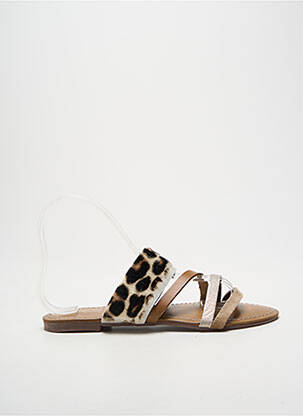 Mulete/saboți țesătură satinată toc plat până la 3 cm maro REQINS femme