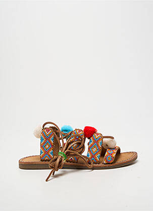 Sandale/pantofi decupați țesătură satinată chiquet maro L'ATELIER TROPÉZIEN fille