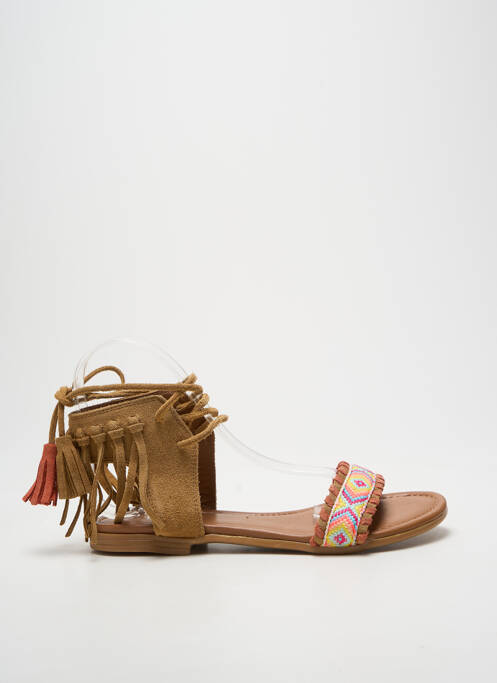 Sandale/pantofi decupați chiquet toc plat până la 3 cm maro REQINS femme