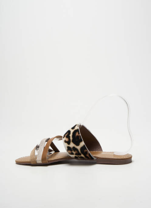 Mulete/saboți țesătură satinată toc plat până la 3 cm maro REQINS femme