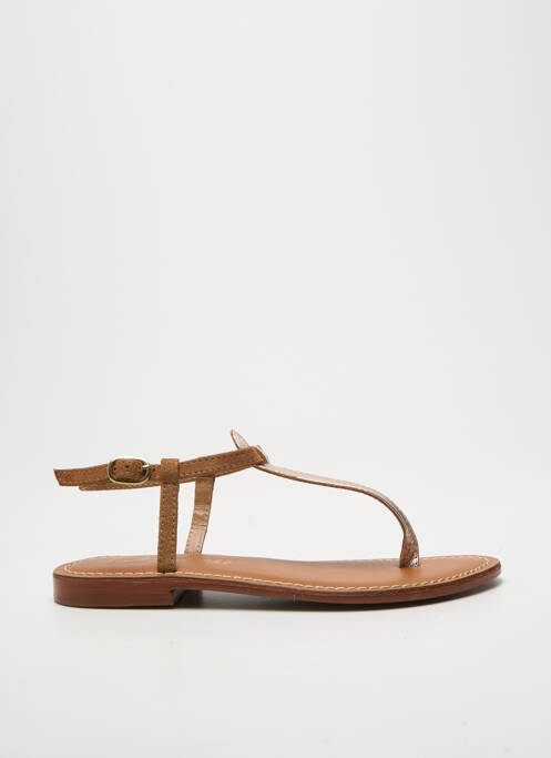 Șlapi talpă exterioară din piele toc plat până la 3 cm maro L'ATELIER TROPÉZIEN femme