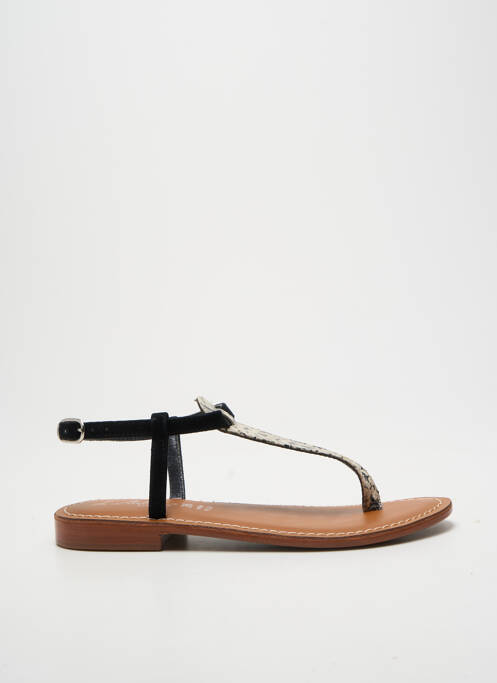 Șlapi talpă exterioară din piele toc plat până la 3 cm negru L'ATELIER TROPÉZIEN femme