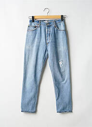 Blugi cu croială slim efect uzat decolorat talie înaltă albastru RE / DONE / LEVIS femme