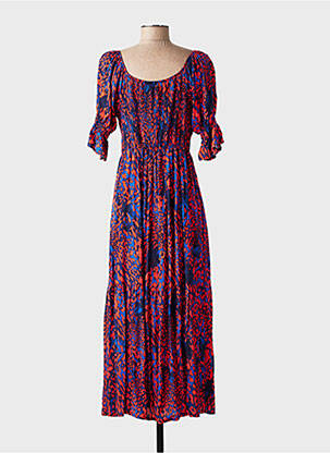 Rochie lungă mâneci scurte mâneci scurte albastru COULEURS DU TEMPS femme