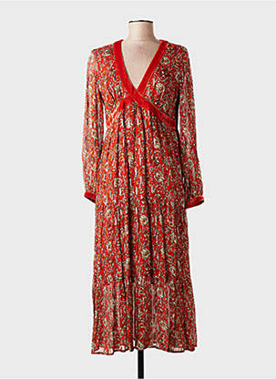 Rochie lungă mâneci lungi mâneci lungi portocaliu DERHY femme