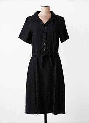 Rochie midi țesătură crep mâneci scurte negru GRIFFON femme