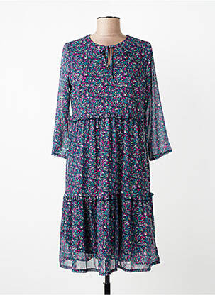 Rochie midi imprimeu floral mâneci 3/4 albastru GRIFFON femeie