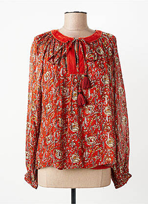 Bluză guler rotund mâneci lungi portocaliu DERHY femme