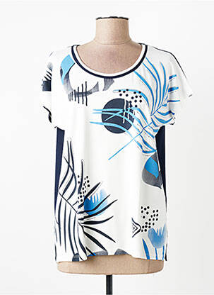 Tricou serigrafie cu strasuri mâneci scurte albastru GUY DUBOUIS femme