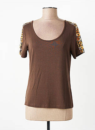 Tricou elasticitate mâneci scurte maro PAUL BRIAL femme