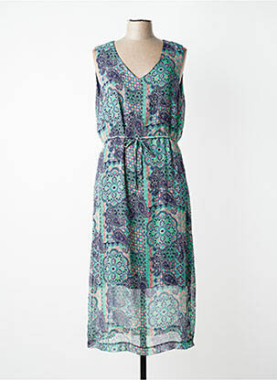 Rochie lungă țesătură crep fără mâneci verde GRIFFON femme