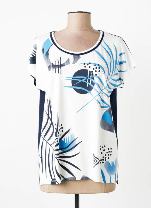 Tricou serigrafie cu strasuri mâneci scurte albastru GUY DUBOUIS femme