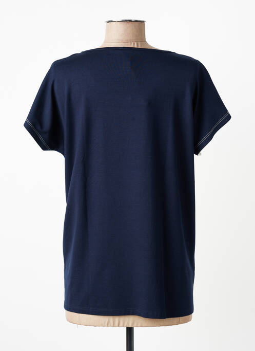 Tricou serigrafie cu strasuri mâneci scurte albastru GUY DUBOUIS femme