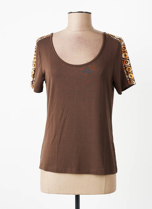 Tricou elasticitate mâneci scurte maro PAUL BRIAL femme