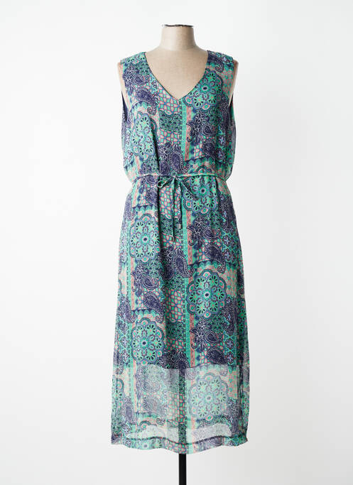 Rochie lungă țesătură crep fără mâneci verde GRIFFON femme