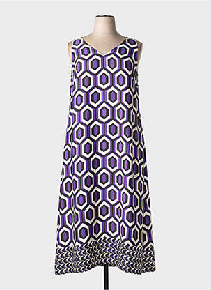 Rochie lungă imprimeu fantezie fără mâneci violet VERA MONT femeie