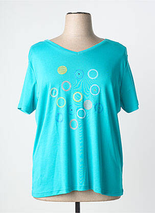 Tricou croială dreaptă mâneci scurte albastru I.ODENA femme