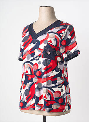 Tricou imprimeu fantezie mâneci scurte roșu GUY DUBOUIS femme