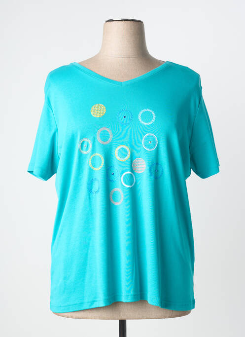 Tricou croială dreaptă mâneci scurte albastru I.ODENA femme